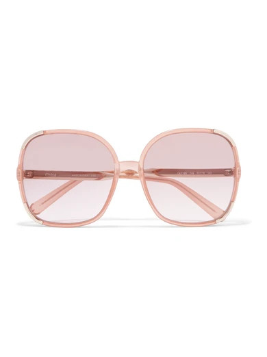 Chloé - Myrte Square-frame Acetate And Gold-tone Sunglasses - Peach | NET-A-PORTER (US)