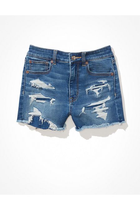 AE Ne(x)t Level Super High-Waisted Denim Short Short | American Eagle Outfitters (US & CA)