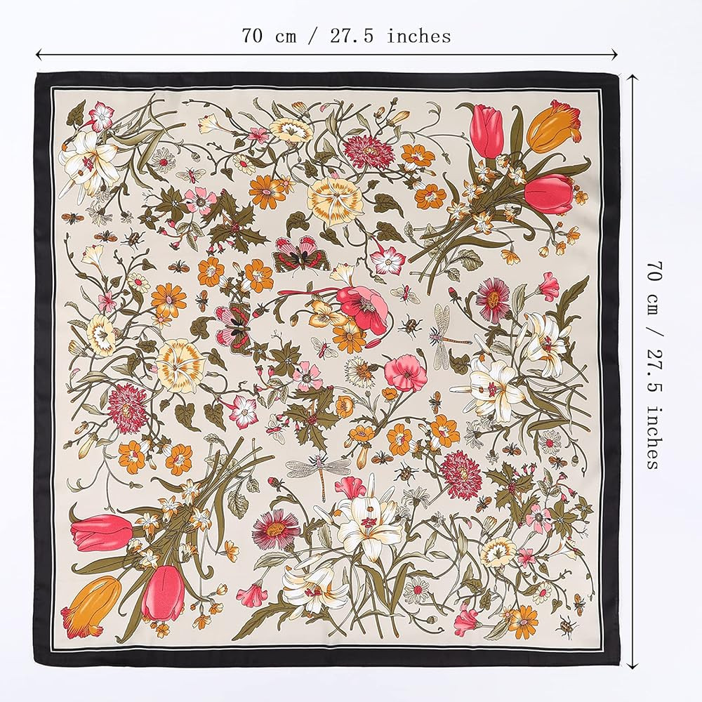 CHLINS 27 Inches Silk Feeling Square Head Scarf - 4 Pcs Satin Square Head Scarves for Women Hair ... | Amazon (US)