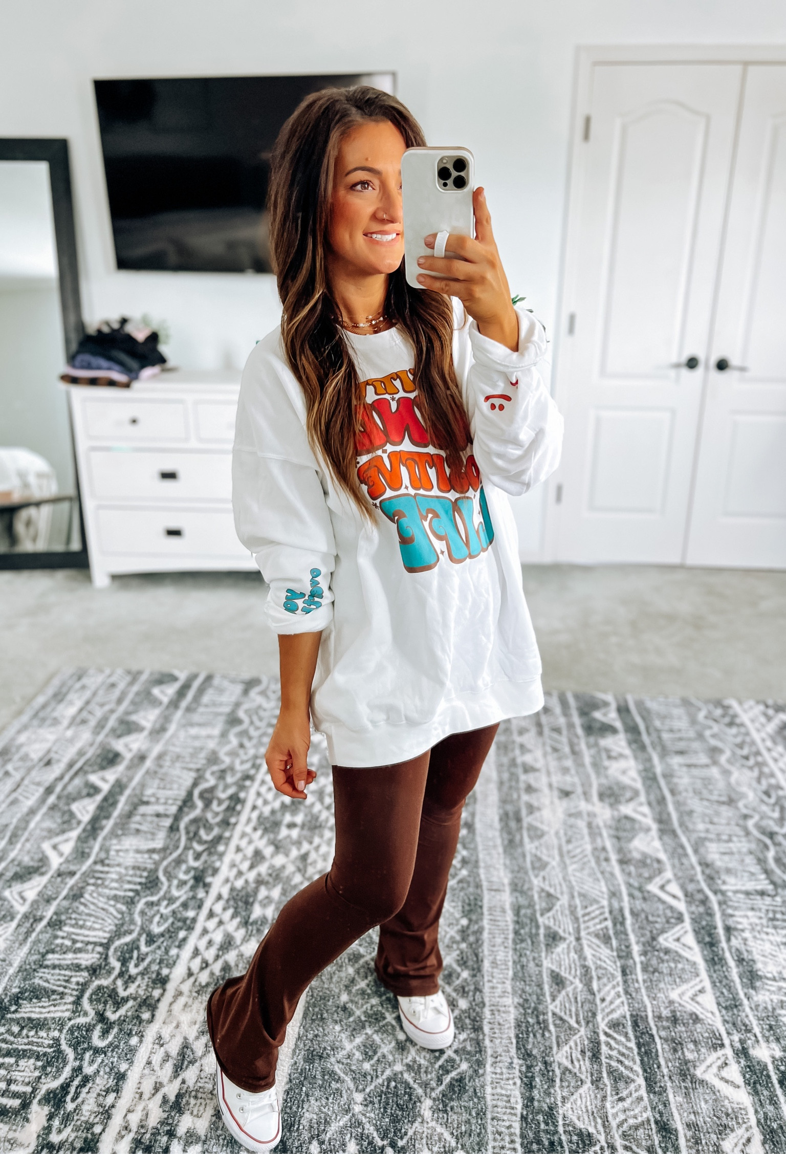 Offline by aerie leggings are 30% off right now!! True to size with lots of stretch! 👌 other colors available, but I love this chocolate brown for Fall! Will look so cute with a plaid! 

#LTKSeasonal #LTKsalealert #LTKfindsunder50