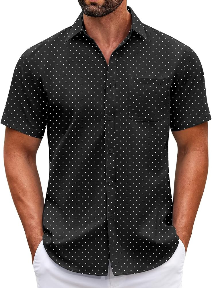 COOFANDY Mens Short Sleeve Casual Button Down Shirts Summer Untucked Dress Shirts with Pocket | Amazon (US)