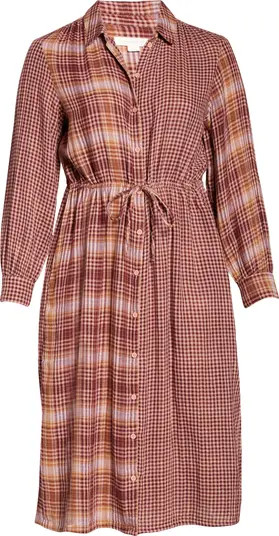 Mix Pattern Plaid Long Sleeve Boyfriend Shirtdress | Nordstrom