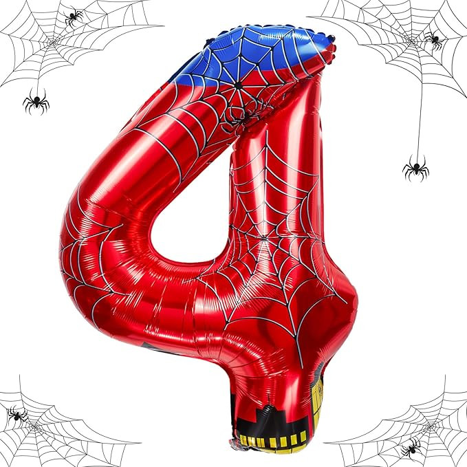 40 inch spider theme number foil balloons, children's party balloon supplies with classic numbers... | Amazon (US)