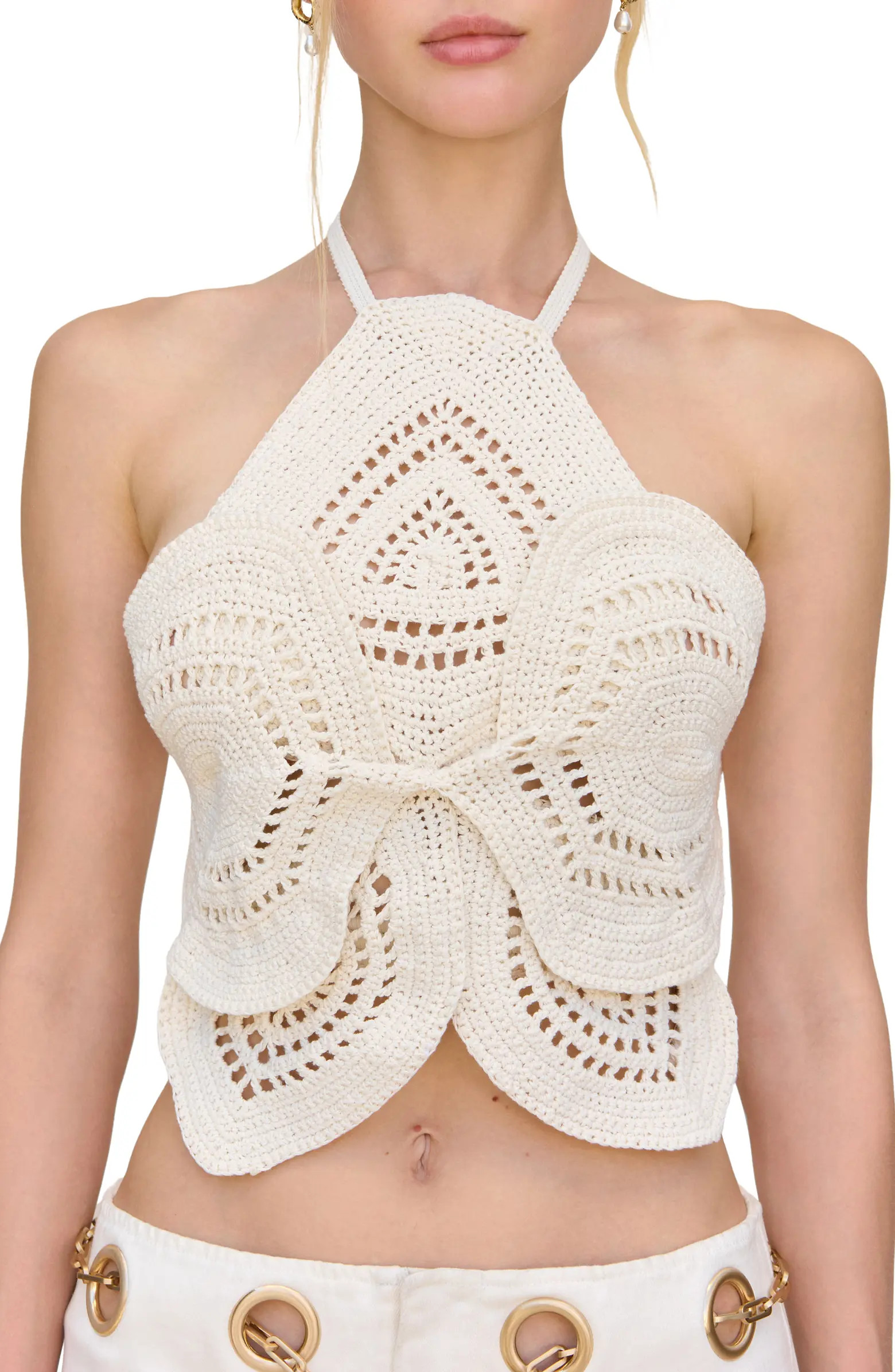 Emelia Crop Crochet Halter Top | Nordstrom