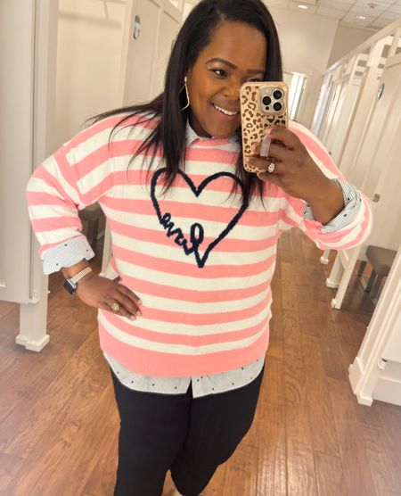 Stripe heart sweater / LOFT 

#LTKunder100 #LTKSeasonal #LTKworkwear