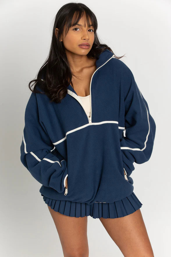 Navy Minimalistic Half-Zip Pullover | Gold Hinge