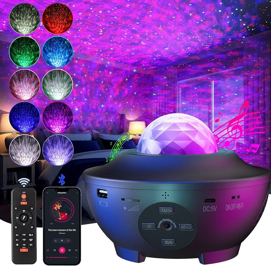 Galaxy Projector, UOUNE Star Projector with Remote Control Color Changing, Music Bluetooth Speake... | Amazon (UK)