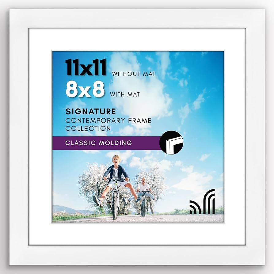 Americanflat 11x11 Picture Frame with Shatter-Resistant Glass - Use as 8x8 Frame with Mat or Disp... | Amazon (US)