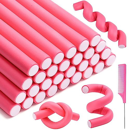 30Pcs 9.45"x0.55" Flexible Hair Rollers Foam Curlers Flexible Curling Rods No Heat Curlers Hair Rods for Short, Medium and Long Hair | Amazon (US)