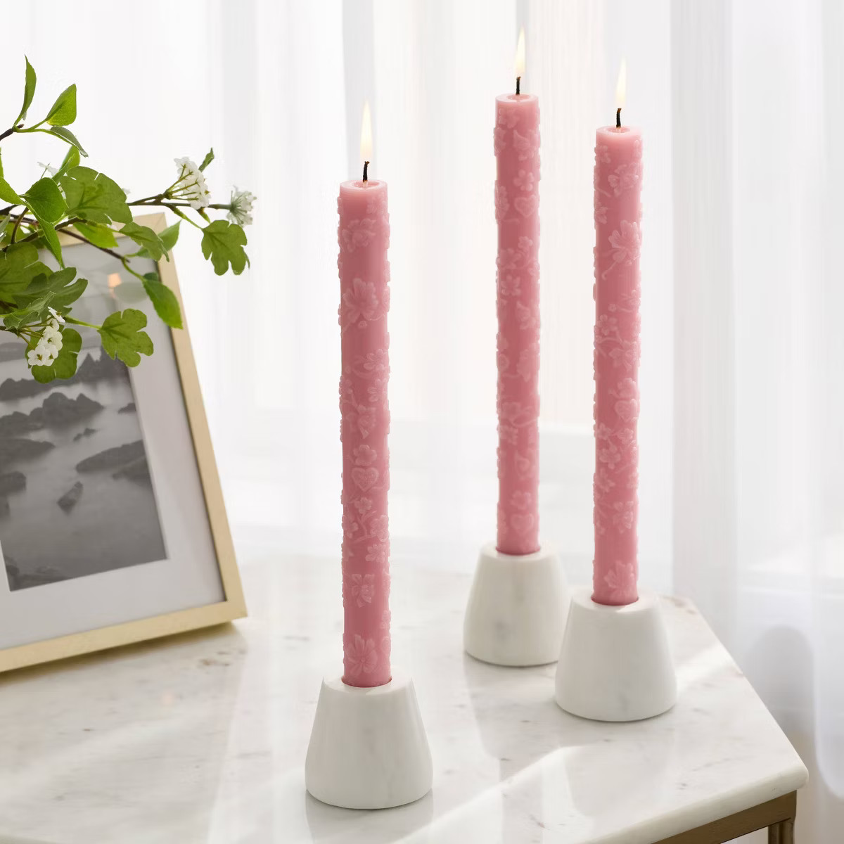 4pk Valentine's Taper Candle Set Rose Pink - Threshold™ | Target