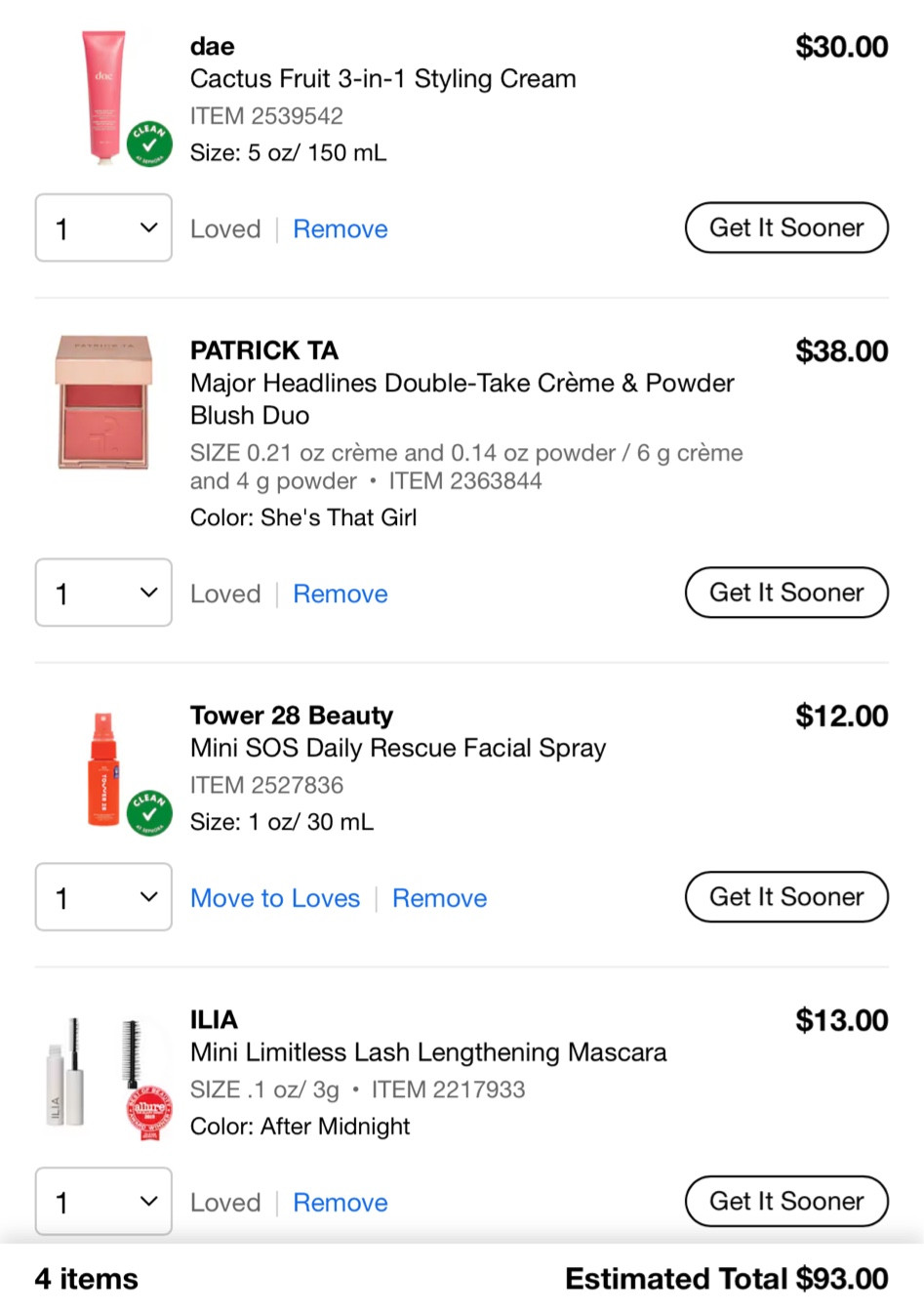 If I could only spend $100 at the Sephora savings event…. This is what I would buy (option 5)

Dae cactus 3-in-1 styling cream - I love this styling cream for slick back looks - it smells amazing and works so well at maintaining a style without making it crunch or weird texture!

Patrick ta. BLush shade she’s that girl - this blush duo is such a great bang for your buck! It’s $38 and you get both a cream and powder blush which is a combined total of more grams than most other blushes on the market priced about the same. There are so many shade options and it truly has the prettiest finish. I highly recommend! 

Tower 28 spray - this is the mini size but I have both the value ($28) and the mini ($13). The mini is great for travel or to throw in your gym bag and take on the go. This spray has done wonders for my acne prone skin. It kills bacteria and helps soothe redness and inflammation. It’s a must have product for me!

Ilia mascara mini size - I always buy mascaras in mini size to avoid them drying out too quickly! And the ilia mini is only $13! Lasts forever and has the best wand for lengthening and adding volume without clumping your lashes. No flakes or smudging and still washes off easily! Love!




#LTKxSephora #LTKsalealert #LTKfindsunder100