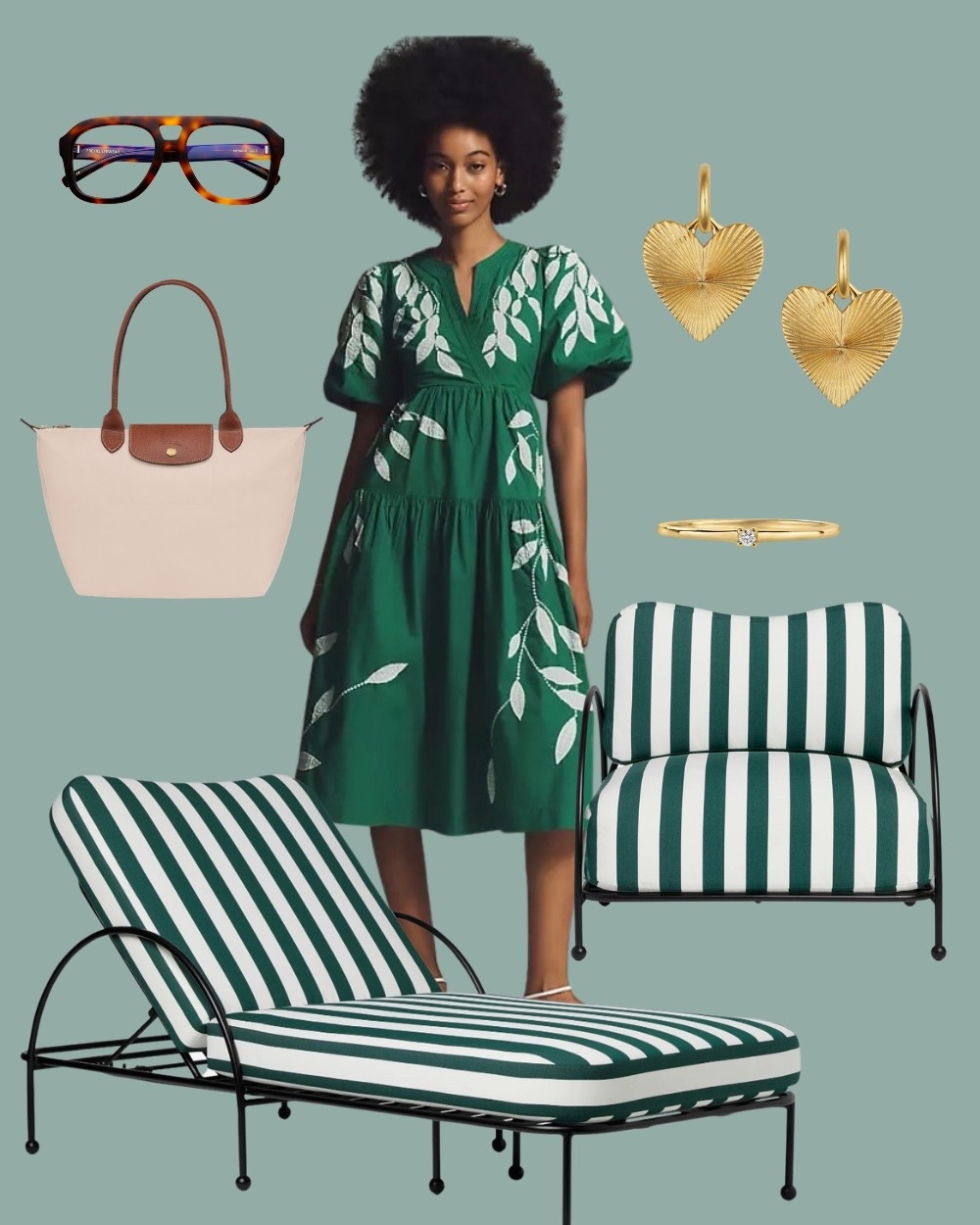 💚💚💚 #summer #outdoorfurniture #poolside #bag #purse #jewelry #sunglasses #lounge 