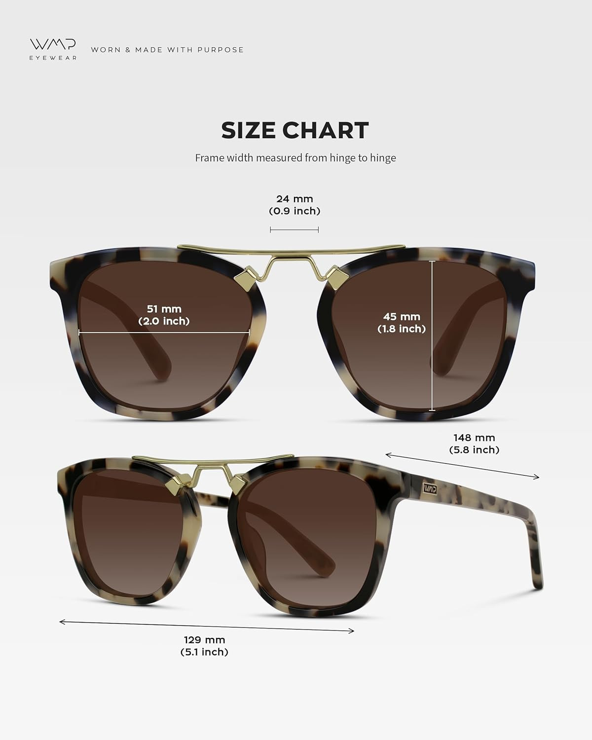 WearMe Pro WMP Eyewear - Women's Oversized Polarized Sunglasses: Square Vintage Style with Metal ... | Amazon (US)