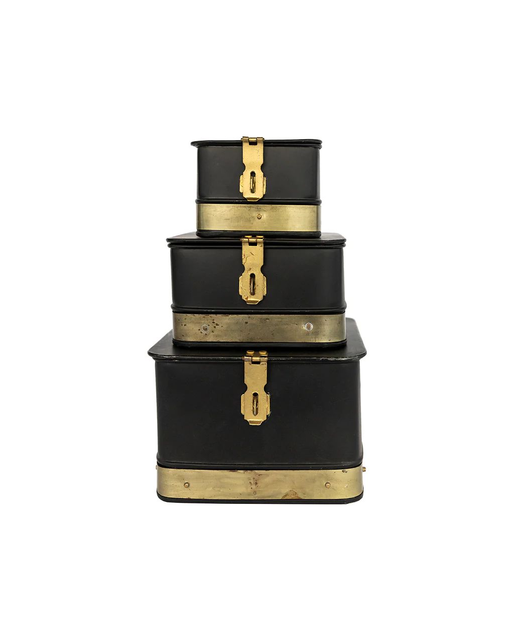 Black & Brass Galvanized Boxes (Set of 3) | McGee & Co.