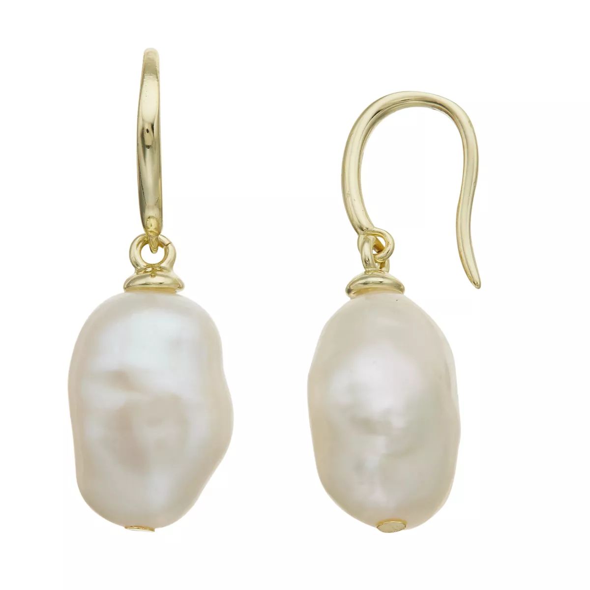 14k Gold Over Silver & Baroque Freshwater Cultured Pearl Drop Earrings | Kohl's