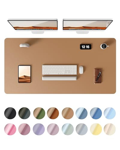 YSAGi Leather Desk Protector, Office Mat, Large Mouse Mat, Non-Slip PU Leather Blotter, Laptop Desk Pad, Waterproof Writing Pad for Office and Home (Khaki, 47.2" x 23.6") | Amazon (US)