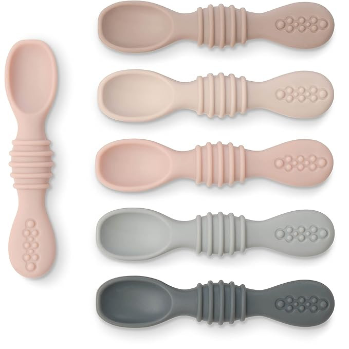 Simka Rose Silicone Baby Spoons - Self Feeding, 6 Months, First Stage Infant Spoons for Babies & ... | Amazon (US)
