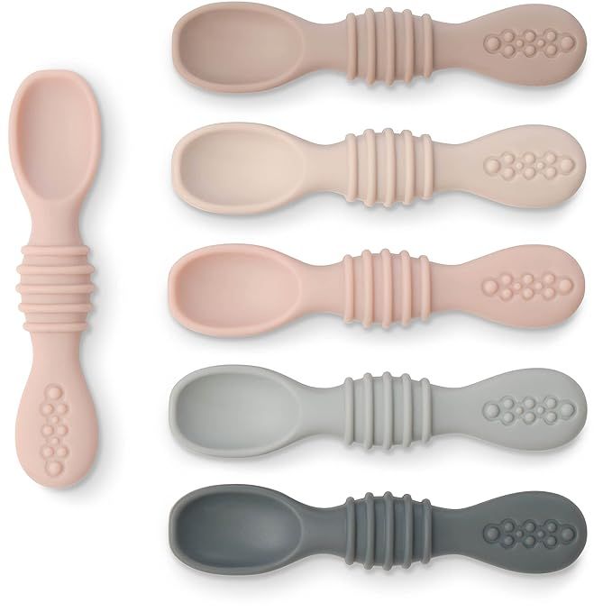 Simka Rose Silicone Baby Spoons - Self Feeding, 6 Months, First Stage Infant Spoons for Babies & ... | Amazon (US)