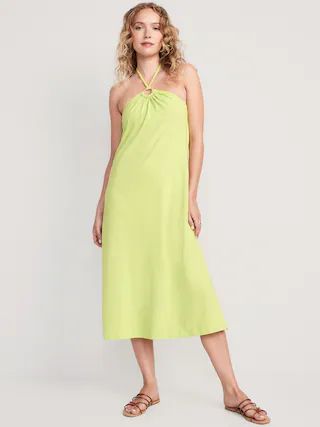 Slub-Knit Halter Midi Shift Dress for Women | Old Navy (US)