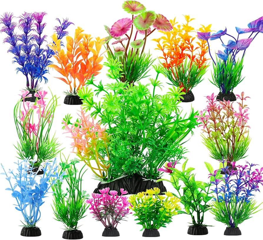 CousDUoBe 14Pcs Fish Tank Decorations Small Aquarium Plants Set, Fish Tank Accessories Aquarium D... | Amazon (US)