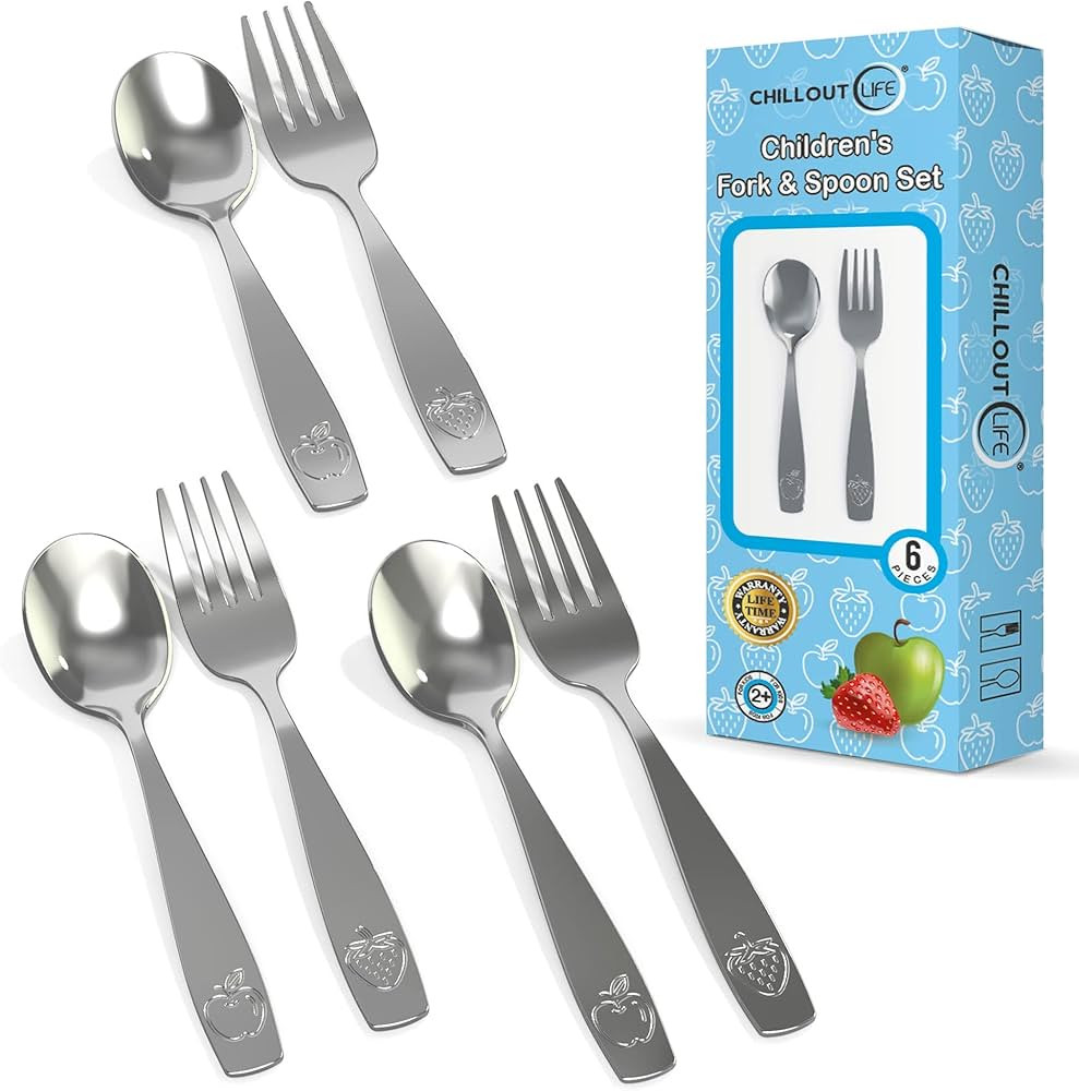 6 Piece Stainless Steel Kids Silverware Set - Child and Toddler Safe Flatware - Kids Utensil Set ... | Amazon (US)