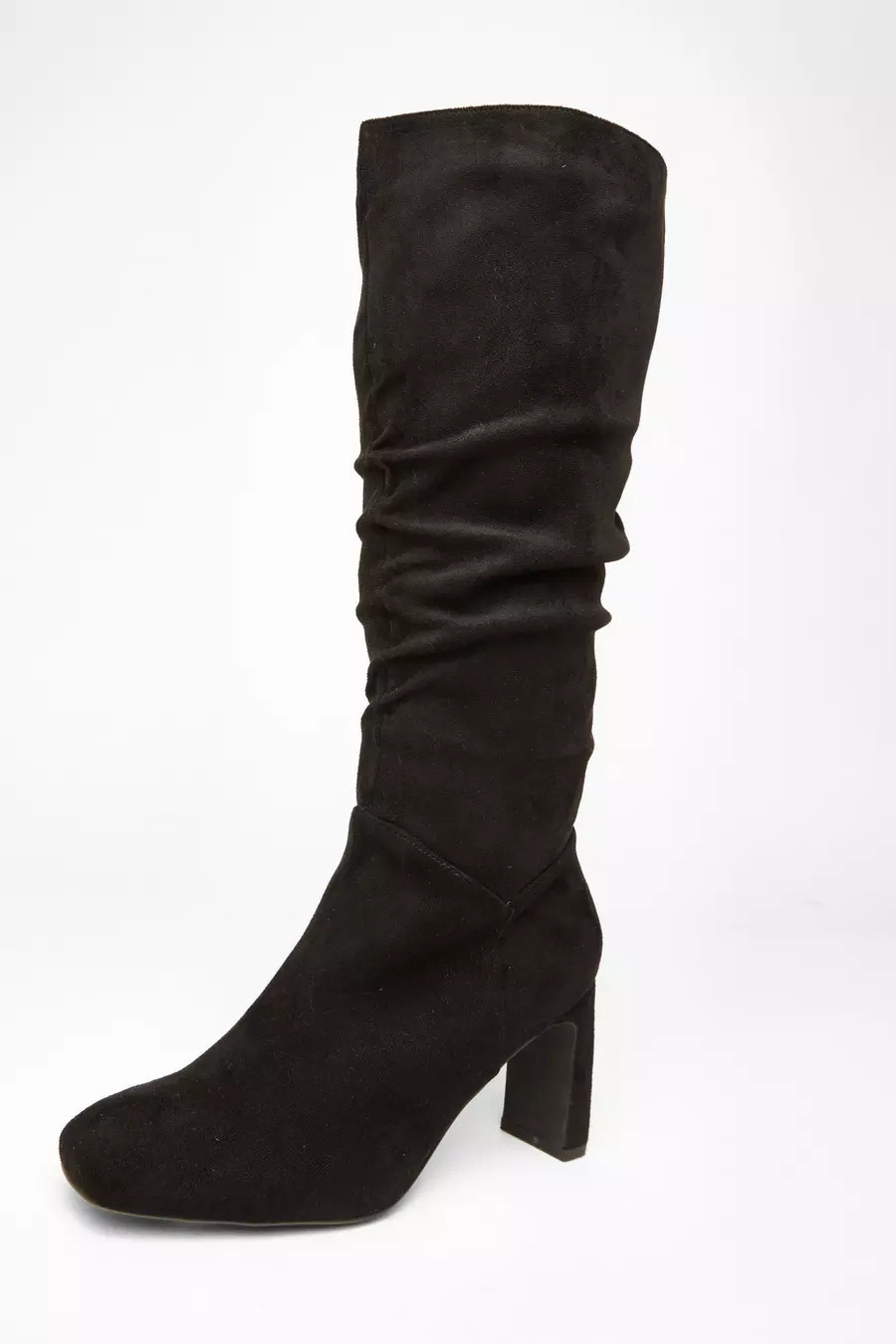 Home/Black Faux Suede Heeled Boot | Quiz Clothing