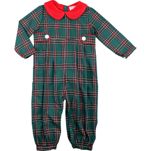 Green Plaid Long Romper | Cecil and Lou
