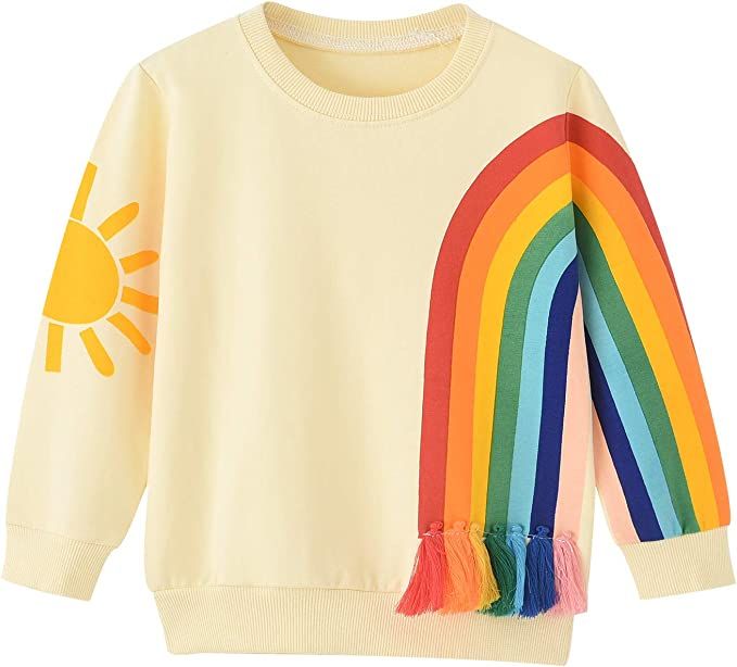 Baby Girl Rainbow Sweatshirt for Girls Long Sleeve Shirt 18 Months-6 Years | Amazon (US)