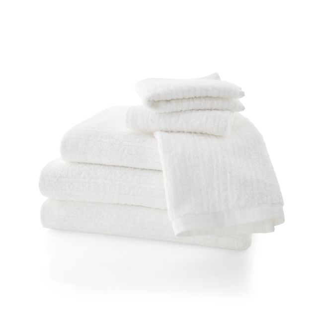 Ribbed White Towels, Set of 6 | Crate & Barrel