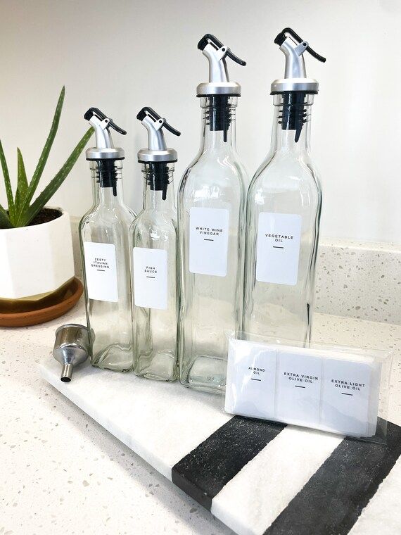 8oz and 16oz Oil & Vinegar Bottle Dispensers Contemporary - Etsy | Etsy (US)