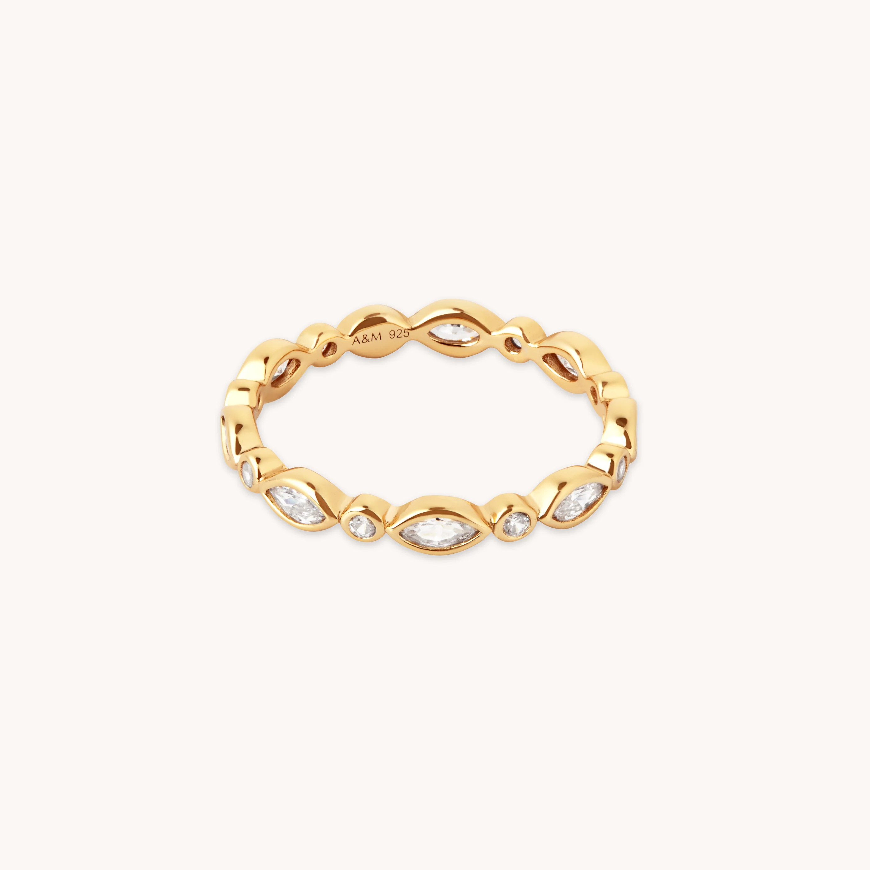 Navette Crystal Band Ring in Gold | Astrid and Miyu