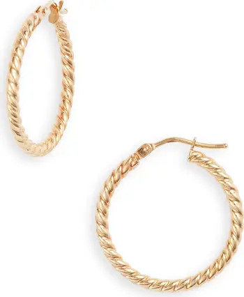 14K Gold Texture Swirl Hoop Earrings | Nordstrom