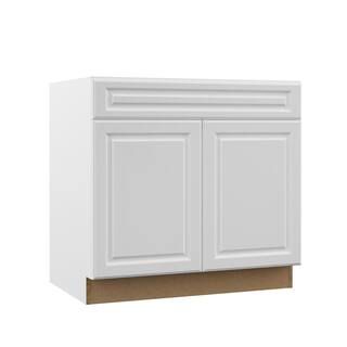 Designer Series Elgin Assembled 36x34.5x23.75 in. Sink Base Kitchen Cabinet in White | The Home Depot