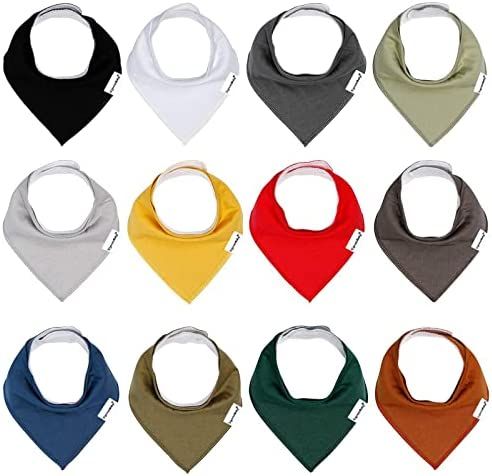 Baby Bandana Drool Bibs for Boys and Girls, Solid Colors,12 Pack Baby Bibs for Teething and Drooling | Amazon (US)