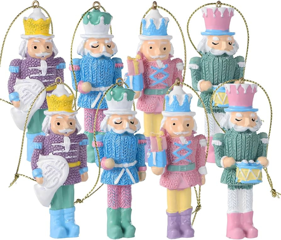 Christmas Nutcrackers Ornaments: 8Pcs Candy Resin Hanging Nutcracker Figures, Pastel Nutcracker D... | Amazon (US)