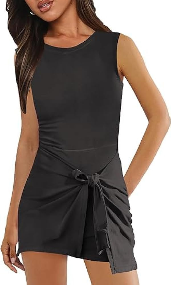 Sleeveless Workout Athletic Rompers Zipper Back Pocket Onesie Short Jumpsuits for Women | Amazon (US)