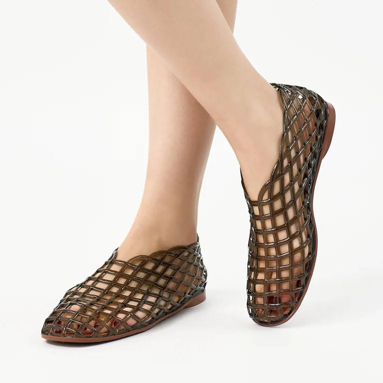 Ecetana Women's Jelly Sandals Mesh Flats Breathable Clear Hollow Jelly Shoes for Women | Walmart (US)