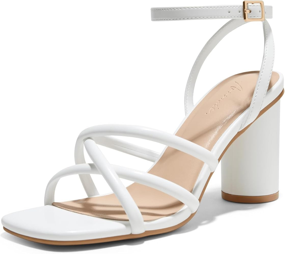 Arromic Women's Heeled Sandals Chunky Block Heels for Women Square Open Toe Ankle Strap Strappy F... | Amazon (US)