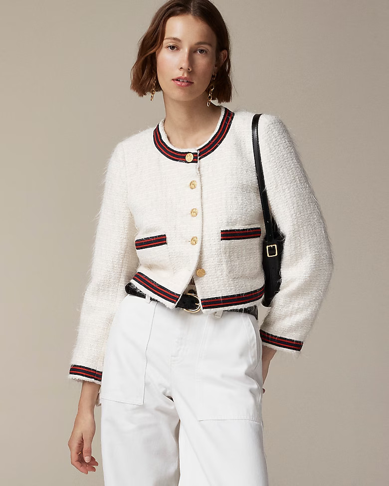 Collection contrast-trim lady jacket in Italian tweed | J. Crew US
