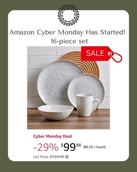 Amazon Cyber Monday sales, stoneware dishes, dish set under $100  

#LTKHoliday #LTKCyberweek #LTKGiftGuide