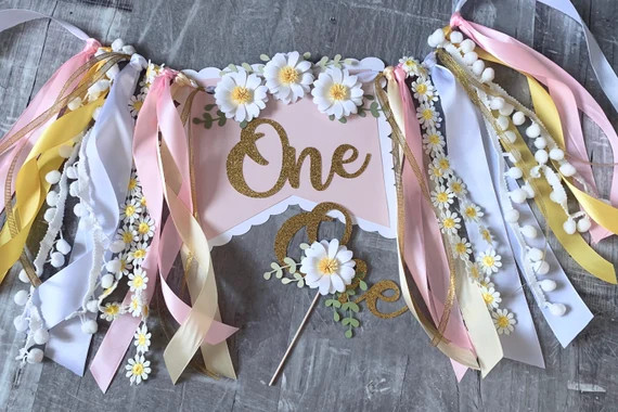 1st Birthday High Chair Banner ONE Banner Daisy ONE Banner | Etsy | Etsy (US)