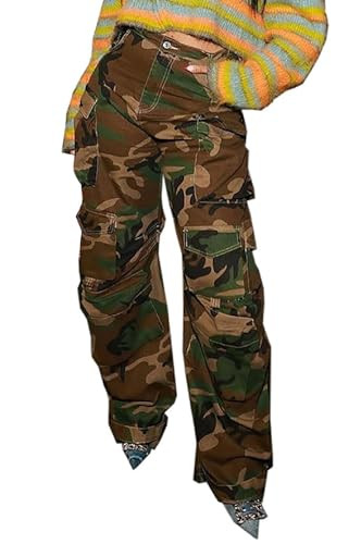 Women Camo Cargo Pants Camouflage Army Fatigue High Waisted Jogger Sweatpants Plus Size | Amazon (US)