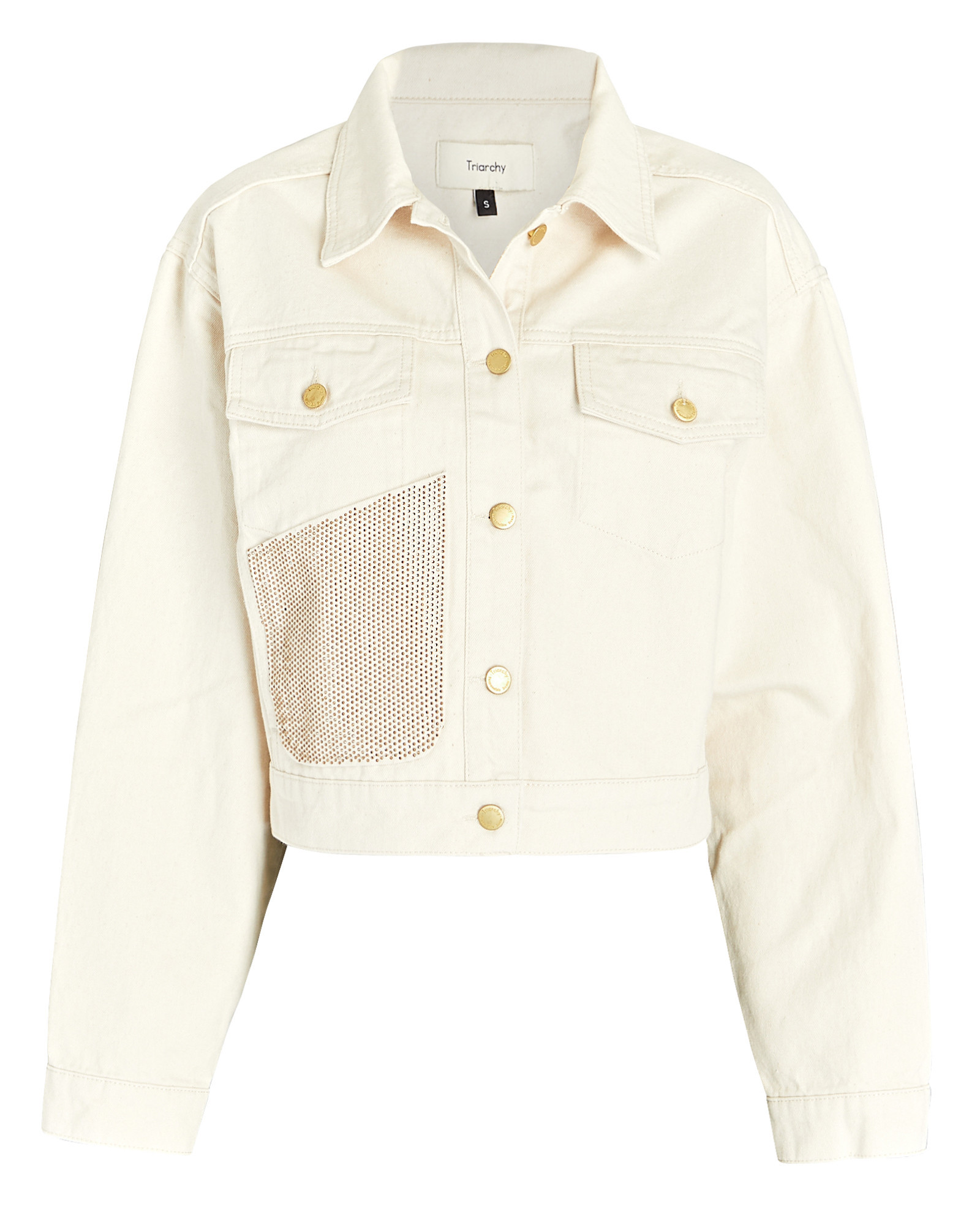 Ms. Cali Embellished Denim Cropped Jacket | INTERMIX