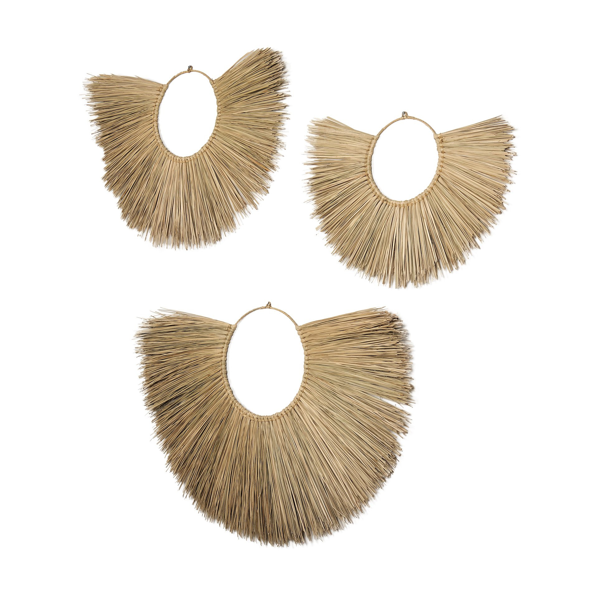 Bayu Boho Weave Fan Wall Decor Set of 3 In Seagrass | 1stopbedrooms