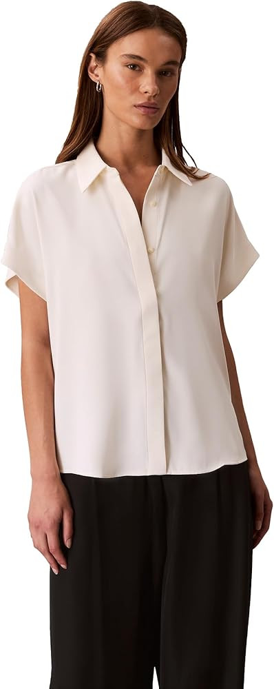 Calvin Klein Women's Satin Short Sleeve Top | Amazon (US)
