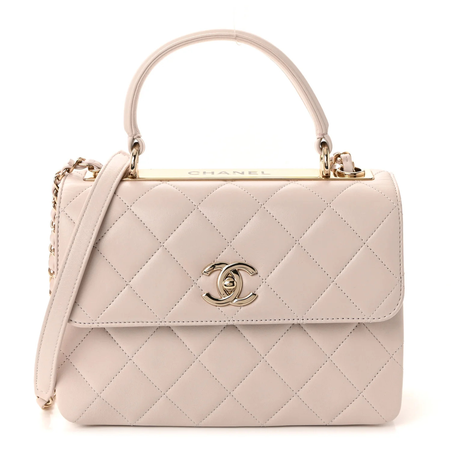 Lambskin Quilted Small Trendy CC Flap Dual Handle Bag Lilas Lilac | FASHIONPHILE (US)