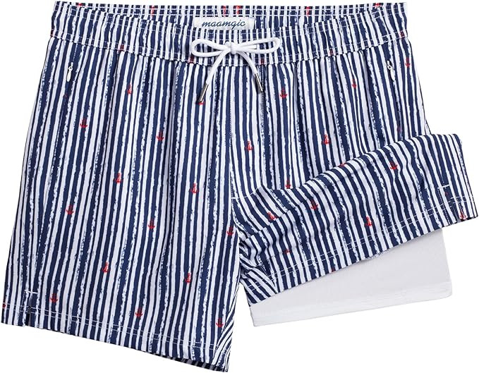 maamgic 5inch Mens Swim Trunks with Compression Liner 2-in-1 Swimming Shorts Stretch Quick Dry wi... | Amazon (US)