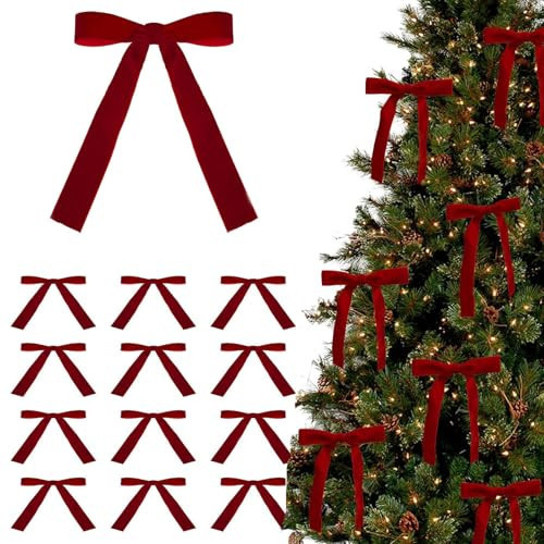 12 Burgundy Velvet Bows for Christmas, Vintage & Home Decorations, Red | Amazon (UK)