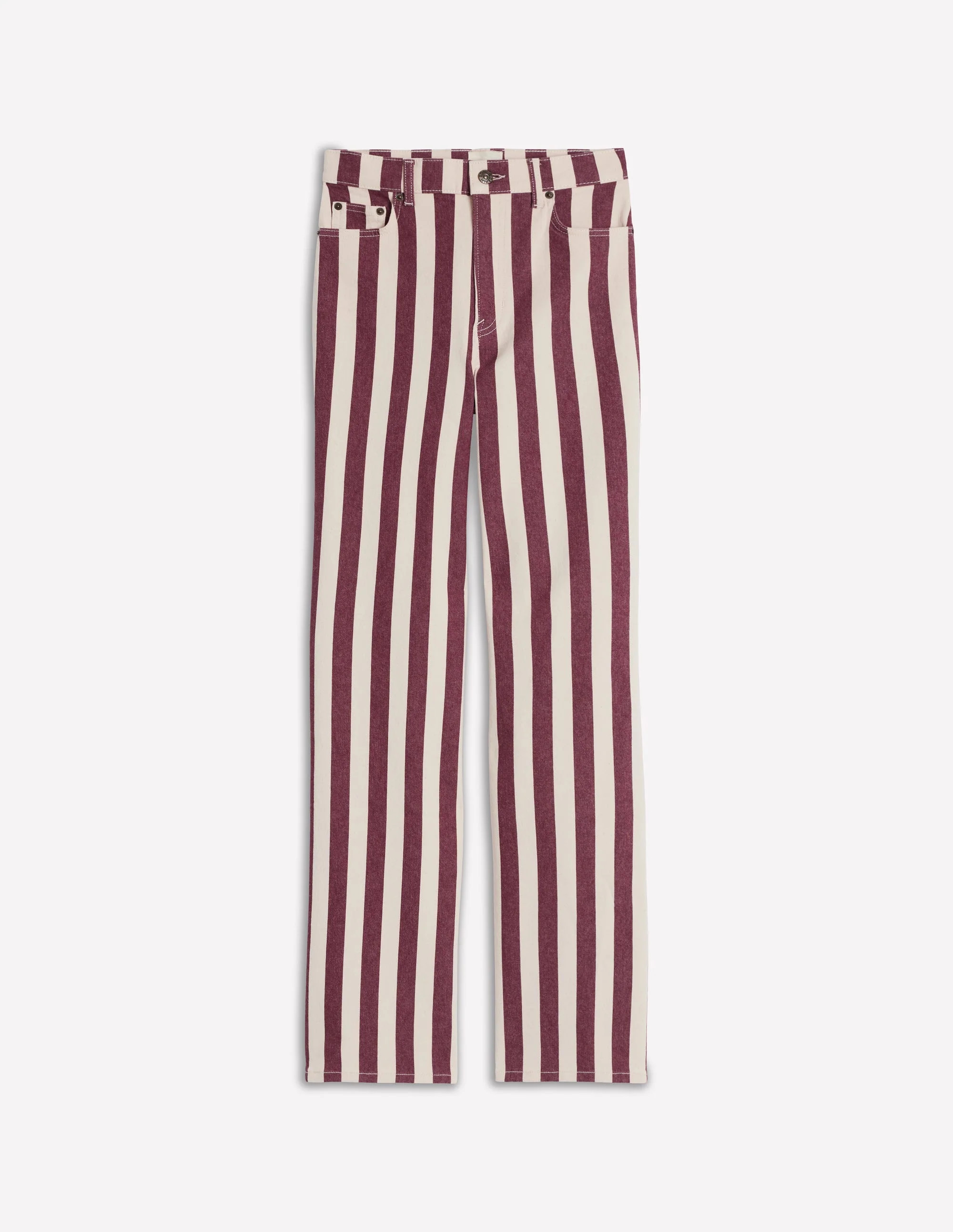 High Rise Column Leg Jeans-Maroon and Ivory Stripe | Boden (US)