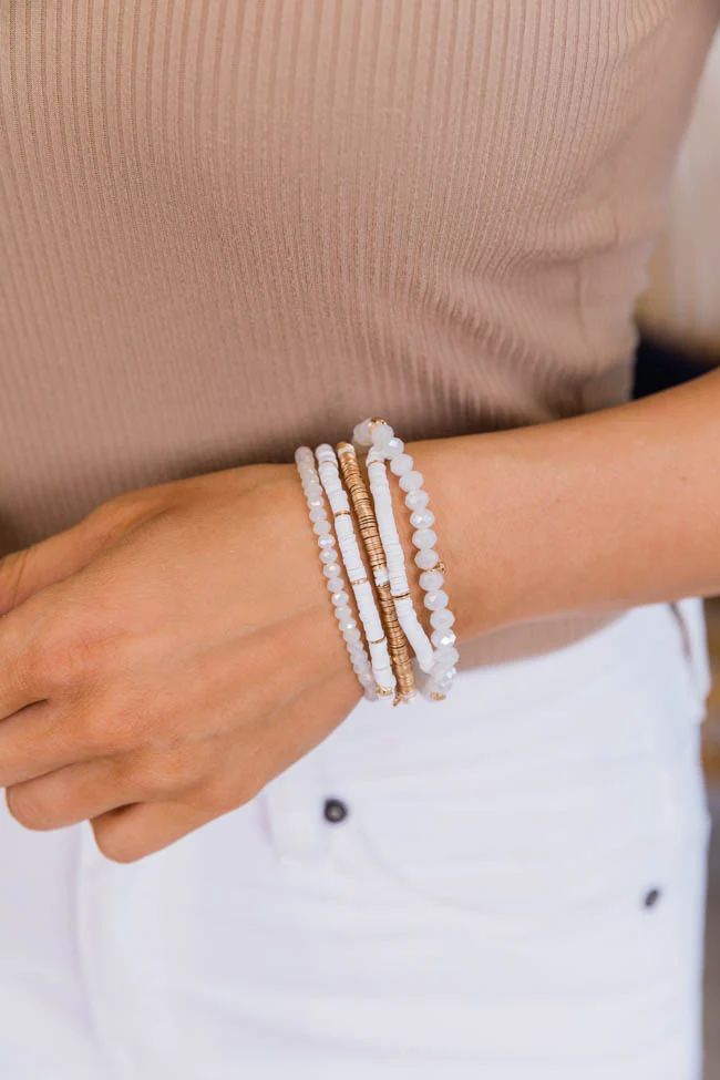 We're Good White Bracelet Set | The Pink Lily Boutique